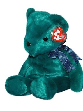 RARE Ty Beanie Buddies Teddy Teal Bear (Old Face) NEW Sealed